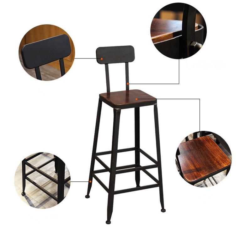 Metal Wood Bar Stool Chair Cafe Shop Project Contract Furniture