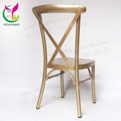 Yc-A68-10 Hot Selling 2019 Stacking Cross Back Gold Wedding Chair