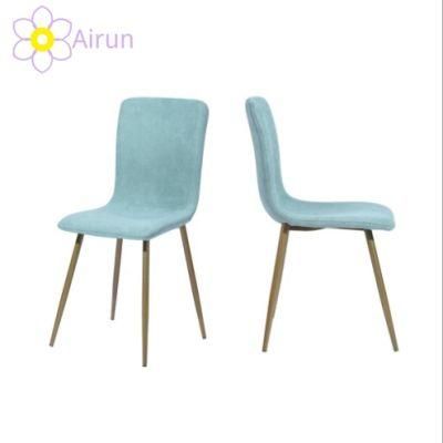 Restaurant Dining Room Modern Fabric Velvet Upholstery Dining Chairs with Golden Metal Legs