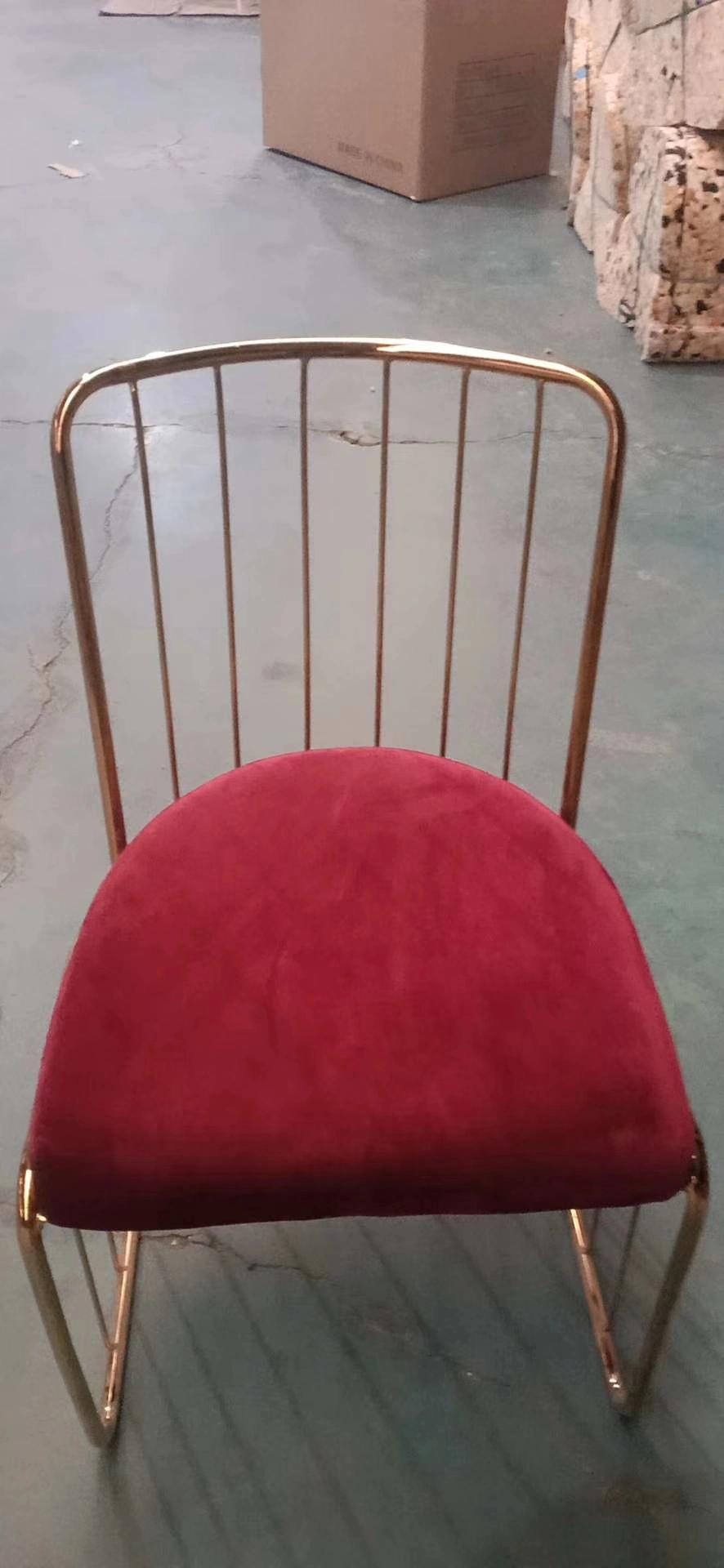 Living Room Fabric Strong Golden Metal Legs Upholstered Dining Chair for Restaurant