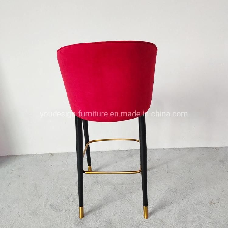 High Quality Cheap Price Modern High Red Fabric Wood Bar Stool Chair Kitchen Bar Chair for Sale