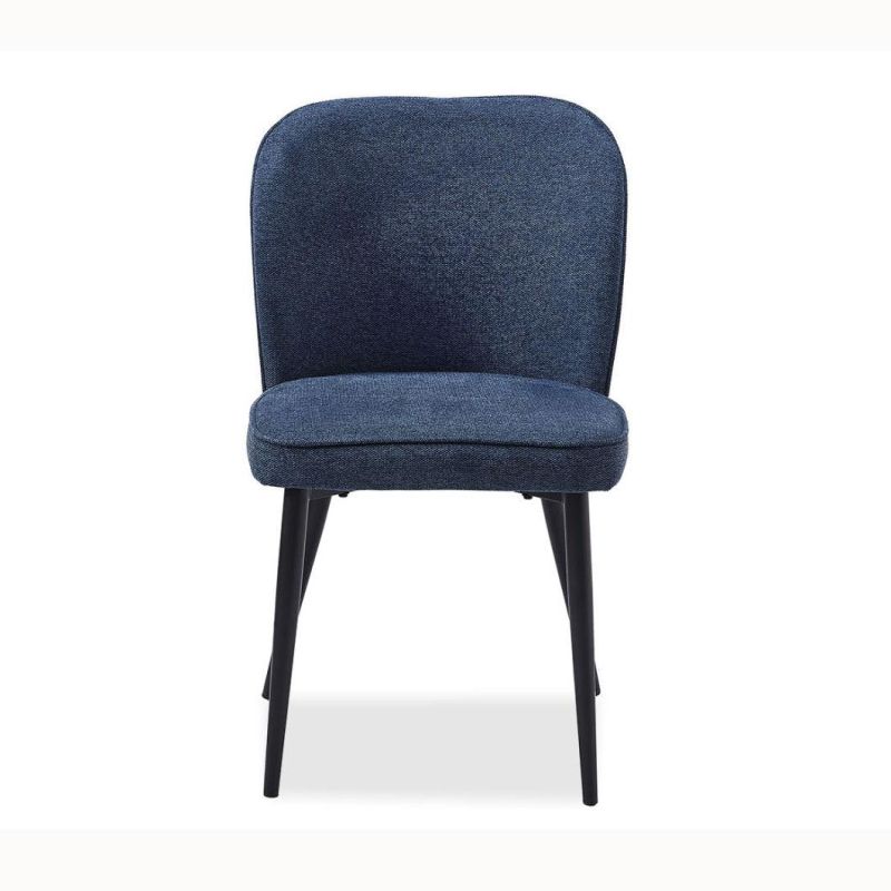 Hot Sale Dining Room Chair Blue Fabric Dining Chair with Black Metal Legs