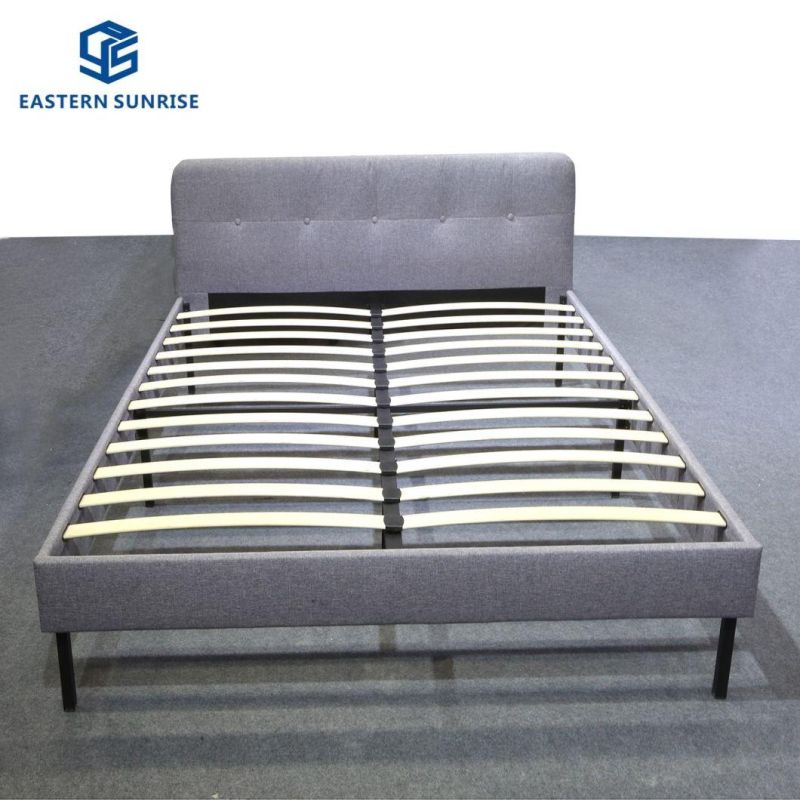 Double Size Simple Design Cheap PU/Fabric Bedroom Bed