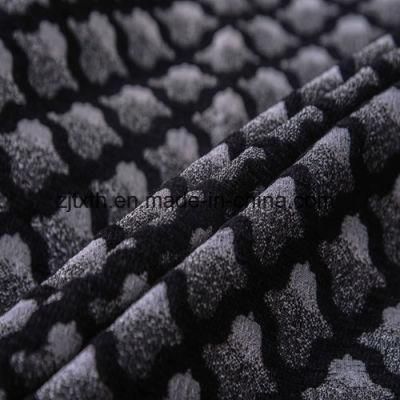 Black and White Chenille Gemotrical Sofa Fabric