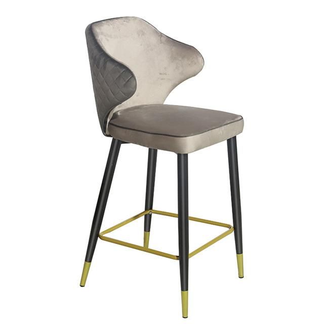 Modern Design Light Plush Bar Chair Velvet Fabric Chair