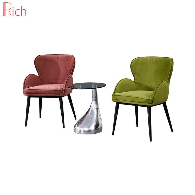 Green Restaurant Furniture Armchair Golden Stainless Steel Fabric Velvet Dining Chair