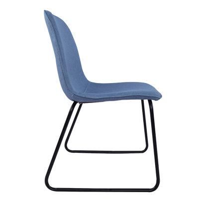 China Cheap Home Furniture Upholstery Fabric Blue Dining Restaurant Banquet Chair for Restaurant Dining