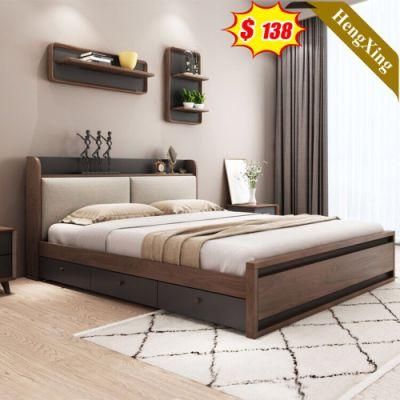Popular Home Hotel Bedroom Furniture Set MDF Melamine Wooden King Queen Bed Storage Wall Double Bed (HX-8ND9671)