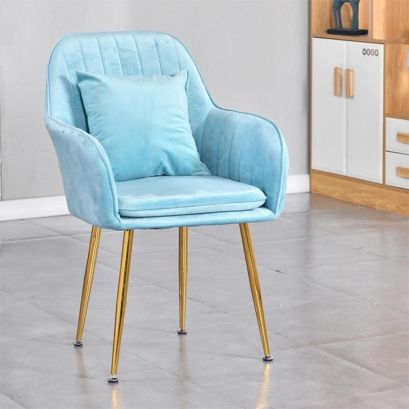 High Quality Cushion Chairs Nail Cafe Lounge Stools Dress Chair Creative Rose Gold Iron Leg Dining Chair