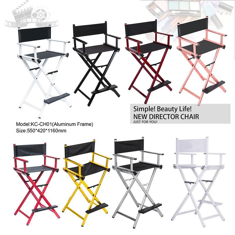 Professional Fashion Foldable Aluminum Makeup Director Chair Portable with Headrest