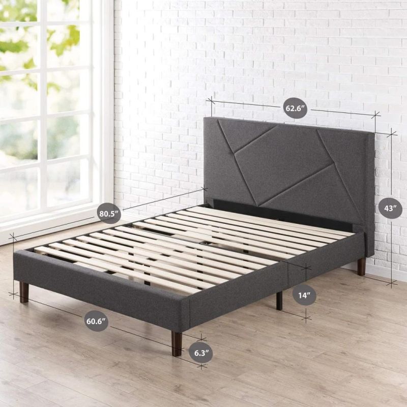 Hot Sell Modern New Design Upholstered Cheap Bed Frames with mattress with Wood Slat