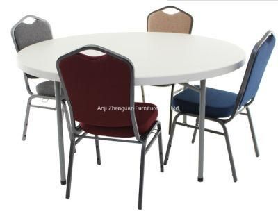 Professional Manufacturer of Crown Back Metal Banquet Chair with Ganing Device In Brown Patterned Fabric (ZG10-003)