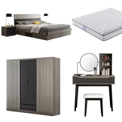 Simple Modern Hotel Bedroom Sets Furniture Wood Wall Sofa Storage Soft PU Storage Bed