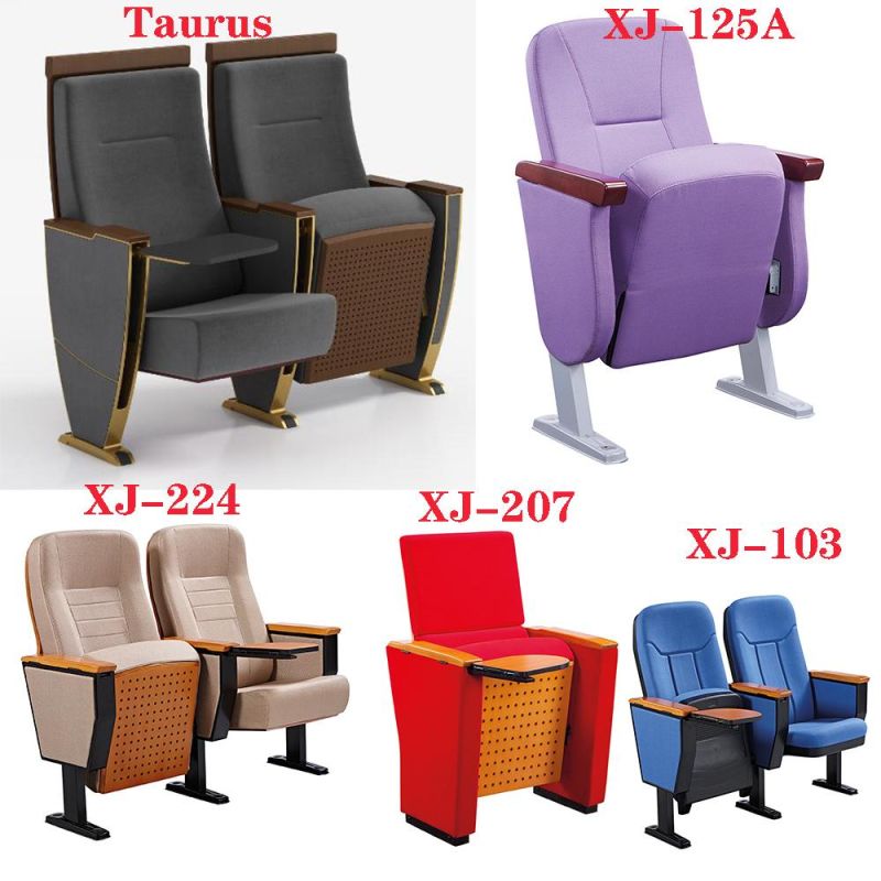 Metal Frame Padded Church Chairs Auditorium with Back Pocket