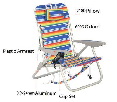 High Quality Outdoor Camping Folding Multi Striped Aluminum Tommy Bahama Beach Lounge Chair with Large Storage