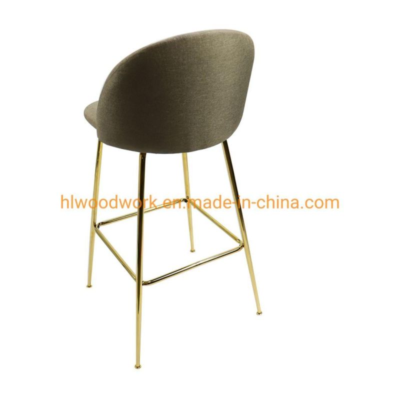 Performance Easy Clean Fabric Bar Stools Counter Bar Table Metal Legs Simple Style Modern Europe Boucle Bar Chair Golden Legs Barstool Barchair