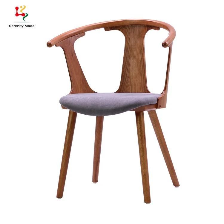 Modern Leisure Coffee Furniture Wooden Fabric Upholstery Seat Dining Chair