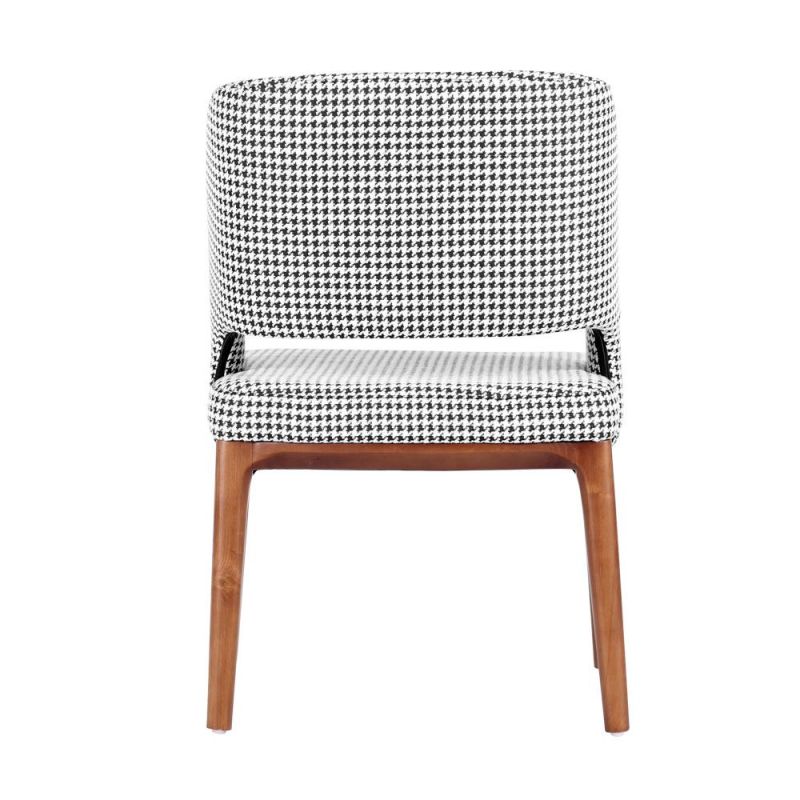 Stripe Grey Fabric Frame with Wooden Legs Dining Chair for Restaurant Use