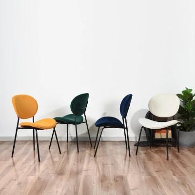 Modern Upholstered Side Chair Velvet Dining Chair with Steel Frame