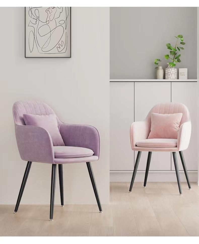 Okay Home Upholstered Dining Chair Light Luxury Nordic Design Dining Room Chair Velvet Metal Frame Home Furniture