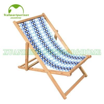 Outdoor Adjustable Wooden Foldable Beach Sling Chair