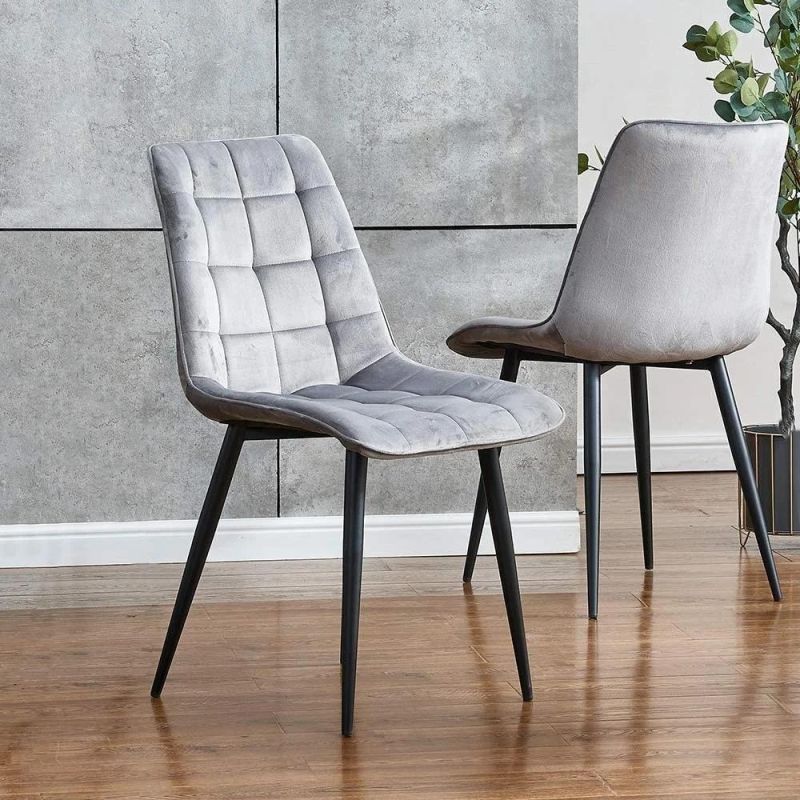 Modern Dining Chairs with High Backrest Black Metal Legs