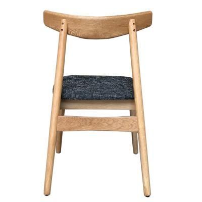 Dining Chair Oak Wood Frame Natural Color Fabric Cushion Grey Color K Style Wooden Chair Furniture Restaurant Furniture Hotel Furniture