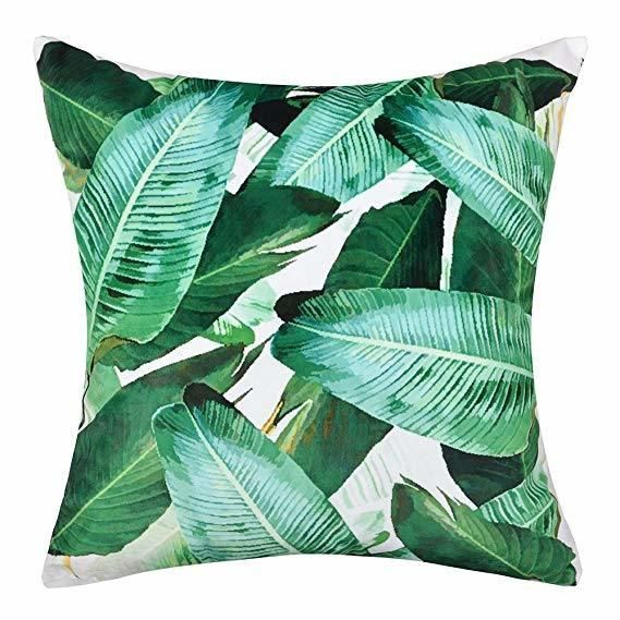 Tropical Plant Leaf Printing Pillow Sofa Cushion with Super Soft Velvet Fabric 100% Polyester
