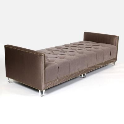 Living Room Furniture Wooden Frame Velvet Upholstery Bed End Stool