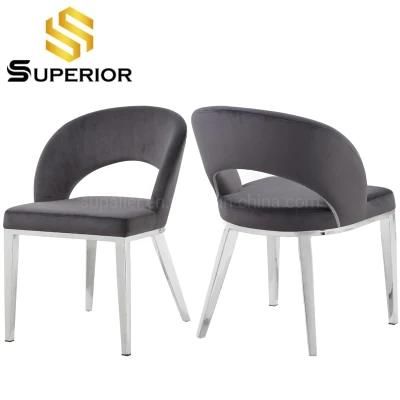 2020 Popular Indoor Kitchen Furniture Dining Chair with Silver Metal Leg