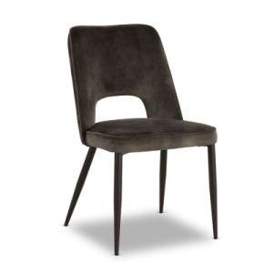 Luxury Dining Room Furniture Fabric Dining Chairs with Black Metal Legs