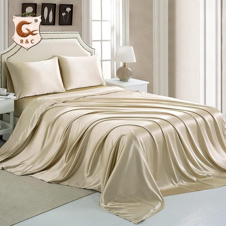 Wholesale Customized Bed Set Silky Smooth Satin Luxury Sheet Set 4piece Bedding Set