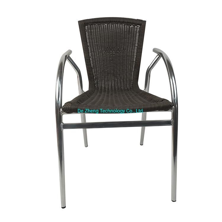 Outdoor Stackable Patio Wicker Furniture Rattan Dining Furniture Aluminum Table and Chair