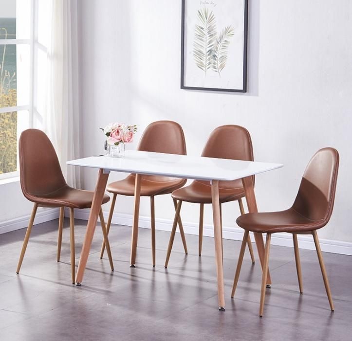 Modern Velvet Upholstered Brass Metal Legs Dining Chair