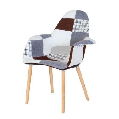 Dining Room Furniture Fabric Seat with Wood Legs Leisure Chair