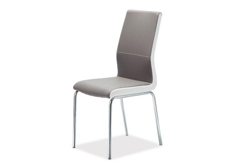 Home Chair Modern Dining Room Restanrant Furniture High Back Upholstered PU Leather Metal Legs Dining Chair