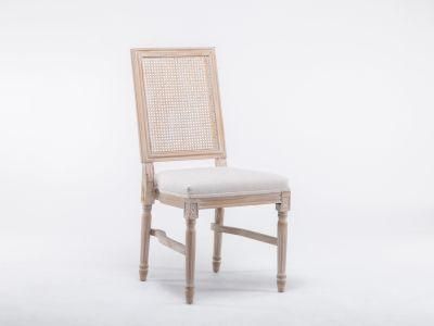 Kvj-Ec07 Dining Room Upholstery Stacking Rattan Back Square Louis Chair