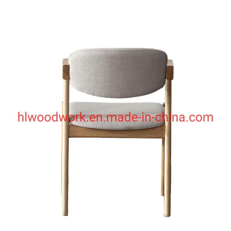 Living Room Furniture Oak Wood Z Chair Oak Wood Frame Natural Color White Fabric Cushion and Back