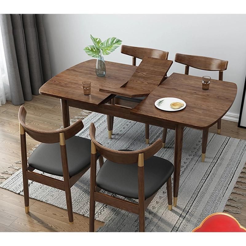 All Solid Wood Nordic Stretch Table Ash Wood Retractable Dining Table Household Simple Log Adjustable Dining Table 0034