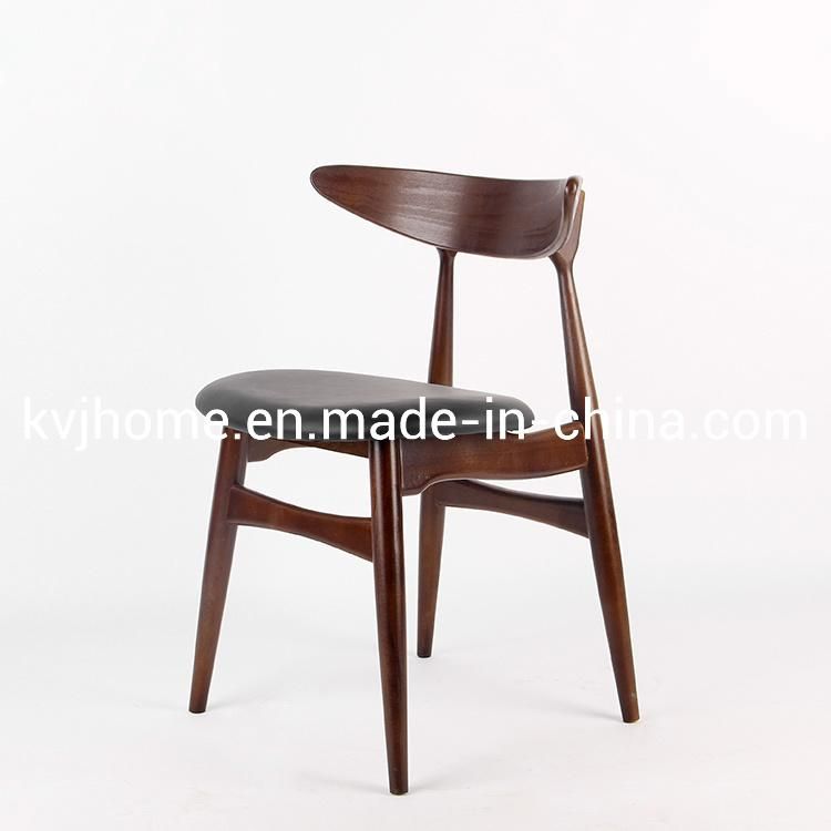 Kvj-9023 Green Cream PU Seat Moonback Restaurant Wood Dining Chair