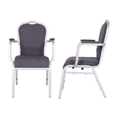 Wedding Hall Furniture Luxury Stacking Steel Aluminium Banquet Chair with Arms