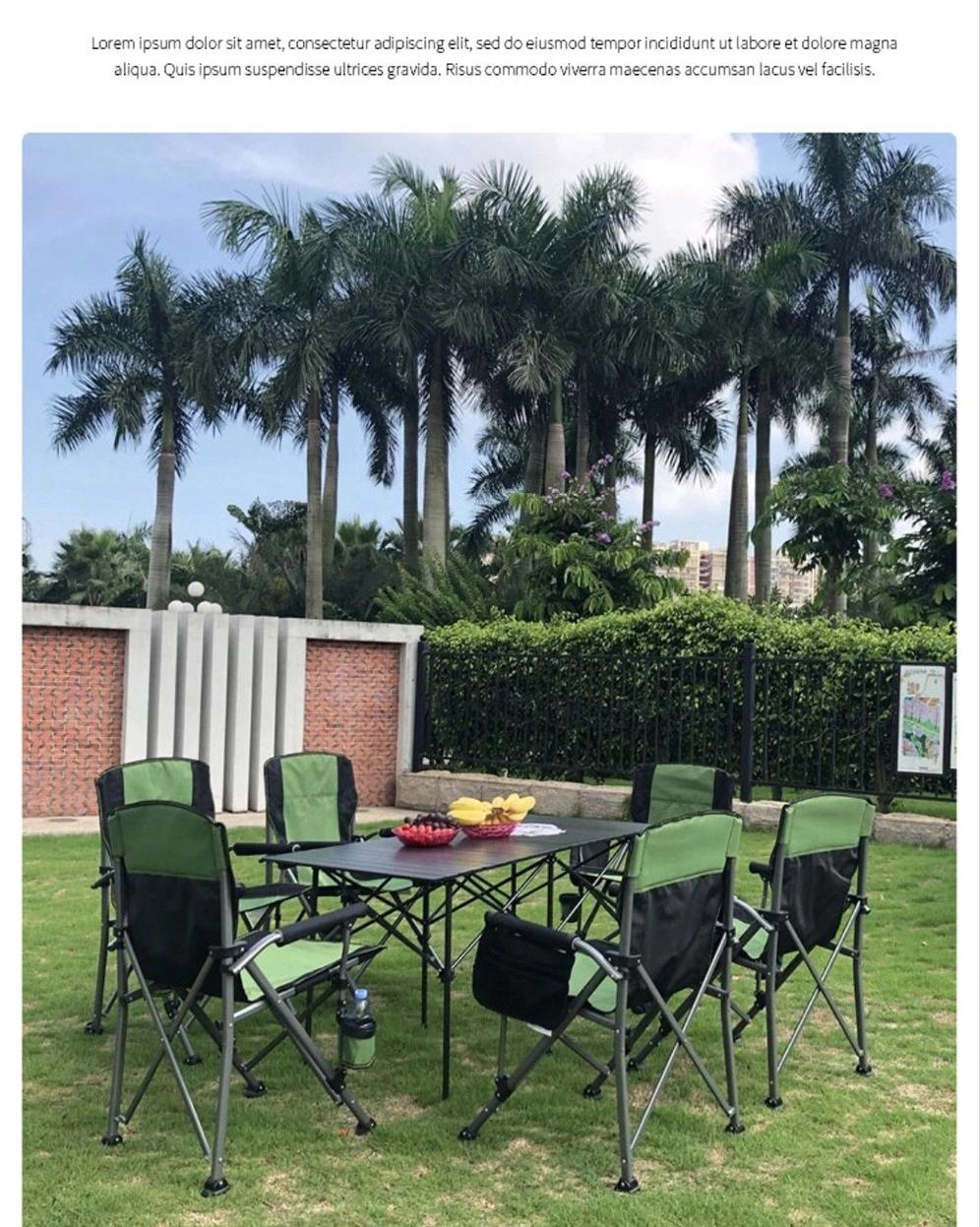 One Table Six Chairs Outdoor Portable Folding Table Beach Chair Leisure Seat Outdoor Camping Lounge Chair Seven Piece Set