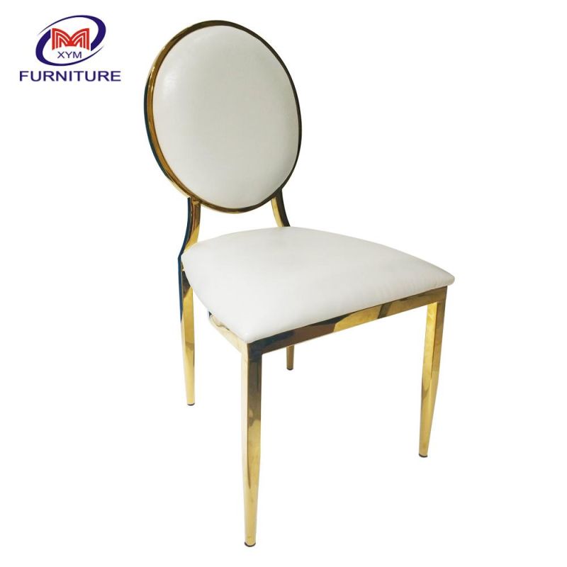 Hot Sale Wedding Furniture Round Back Gold Stainless Steel Chair