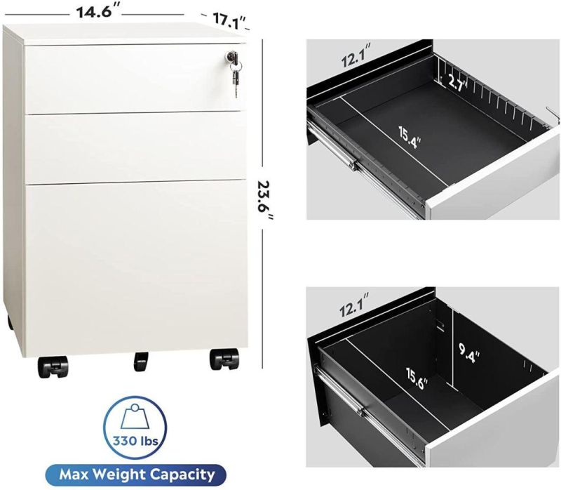 Side Openning 3 Drawer Mobile File Cabinet