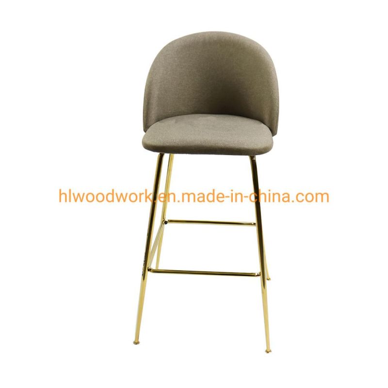 Performance Easy Clean Fabric Bar Stools Counter Bar Table Metal Legs Simple Style Modern Europe Boucle Bar Chair Golden Legs Barstool Barchair