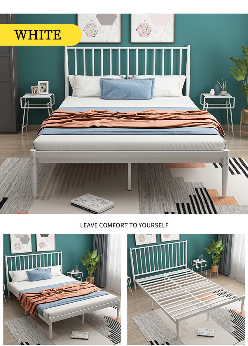 Modern Villa Bedroom Furniture Fabric Cushion Metal Double Bed