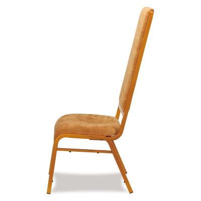 Modern Wooden Like Metal Velvet Fabric Hotel Dining Chair
