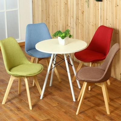 Luxury Fabric Dinner Cafe Wooden Styling Tulip Dining Chair