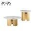 Luxury Home Furniture Italian White Marble Top Round Golden Metal Leg Table Coffee Table Living Room Center Table with Unique Design
