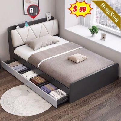 Quality Single Size Simple Modern Bedroom Sets Furniture Wood Wall Hotel Storage Beds